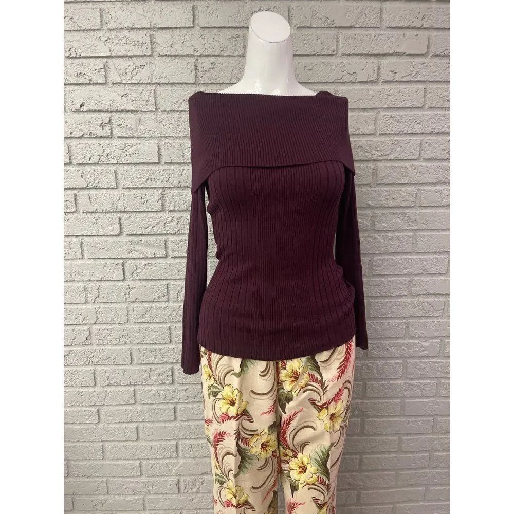 Say What Long Sleeve Fold-Over Off Shoulder Sweater Size L
